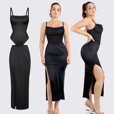 Elastic Waist Maxi Bodycon Dress Custom Built In Corset Bodysuit for Women and Ladies