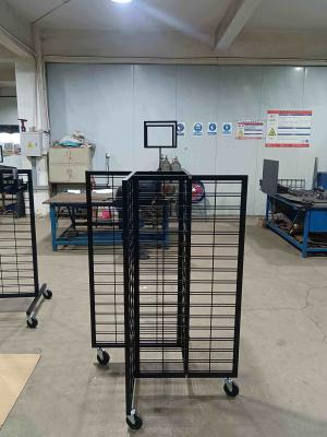 Robust 4 Way Wire Mesh Display Rack Rolling Gridwall Display Powder Coated AT-0168