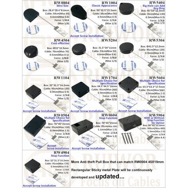 RW5304 Round Security Display Tether Plus 45X19mm Rectangular Sticky Metal Plate
