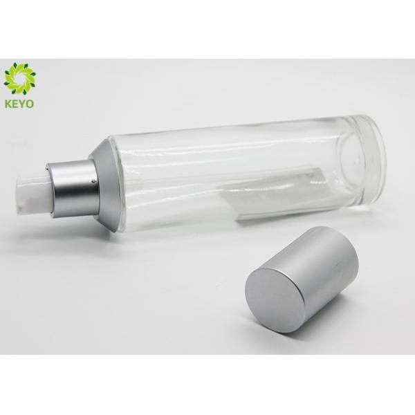 Sloping Shoulder Clear Glass Pump Bottles 40ml 60ml 80ml 100ml For Cosmetic Packaging