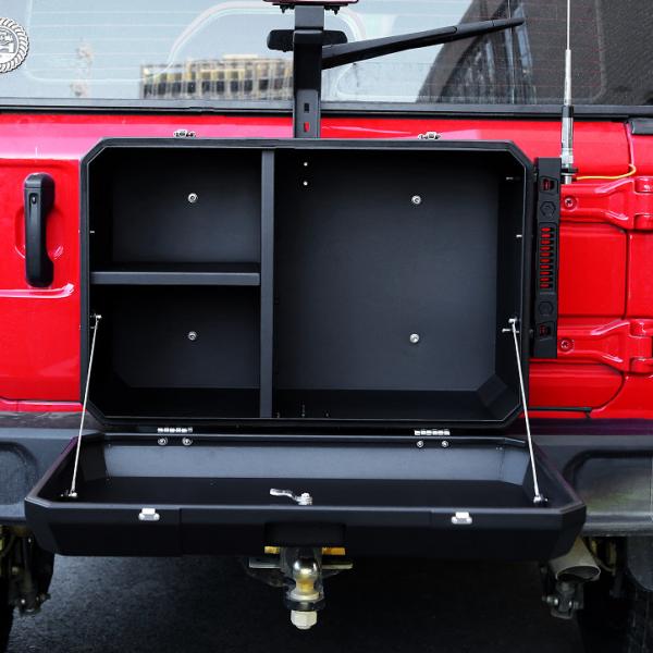 2021- Jeep Wrangler Black Aluminum Alloy Powder Coated Rear Side Door Outside Storage Box