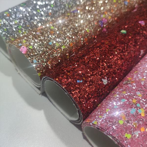 Bag 1.4mm 54/55' Sequin Sparkle Glitter PU Leather Fabric