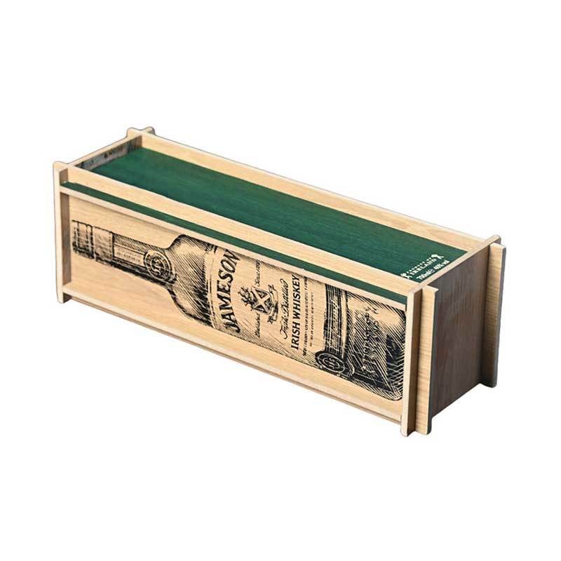 Custom Engraved Logo Premium Wood Material Sliding-lid Wine Gift Box with Smooth Slide Design