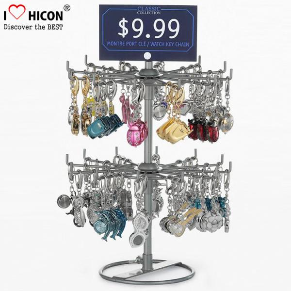 Turnable Keychain Counter Display Racks / Retail Hanging Display Racks 2-layer