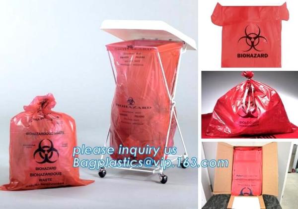Plastic biohazard waste bags for clinical waste, big capacity yellow biohazard bag with gusset, Autoclavable Biohazard M