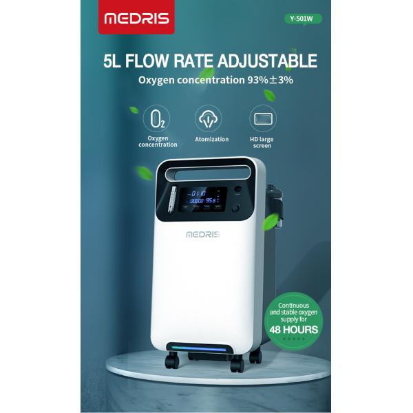 Continuous Flow Portable Oxygen Concentrator,High Concentration 5L Oxygen Production Machine With Remote Control LCD Dis