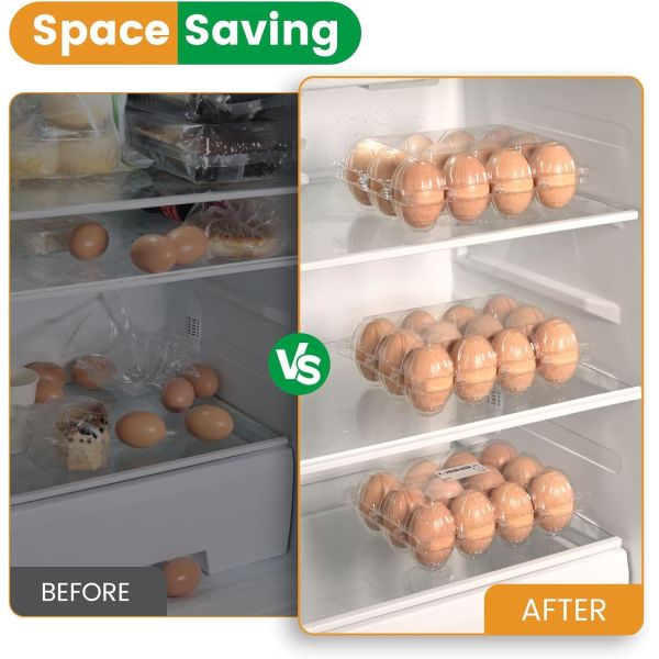 Count Plastic Egg Cartons, With 60PCS Date Labels, Bulk Cheap Clear Reusable Egg Containers For Fresh Medium Eggs Storage, Suitable For Farms, Families, Markets Display