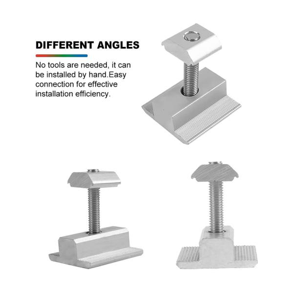 Aluminum Mid Clamps Solar Panels Mounting System Customized Thickness