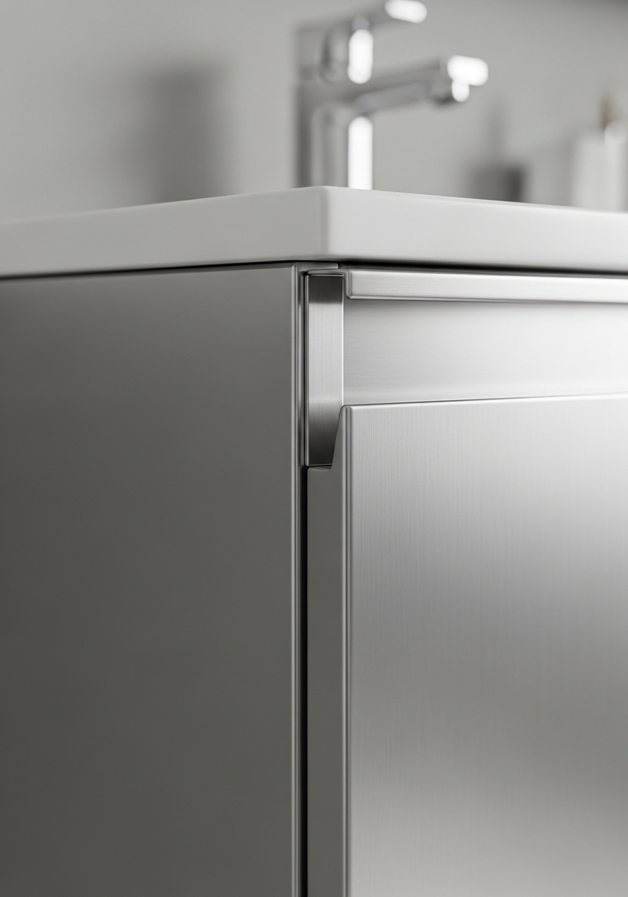 Pearl White Bathroom Vanity Cabinet in 304 Stainless Steel
