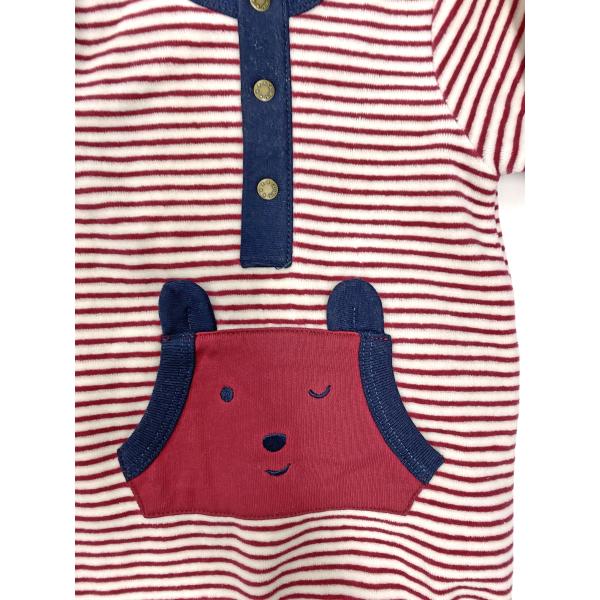 Yarn Dyed Baby  Romper Baby Footed Rompers Front Opening Footie Rib Collar