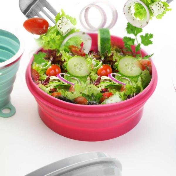Outdoor Travel Food Grade Silicone Collapsible Bowls Folding With Lid
