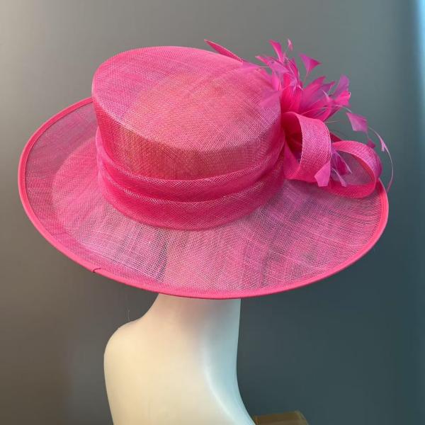 Millinery Supplies Party Decoration Sinamay Base Hat With Feather