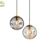 Électrodéposition simple de fer de globe d'E27 1-Light et pendant en verre pour la chambre à coucher