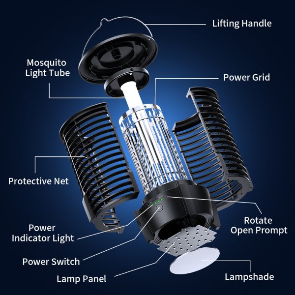 High-Capacity Rechargeable Mosquito Lamp Multi-Functional Electric Mosquito Racket for Home, Camping, and Outdoor Use