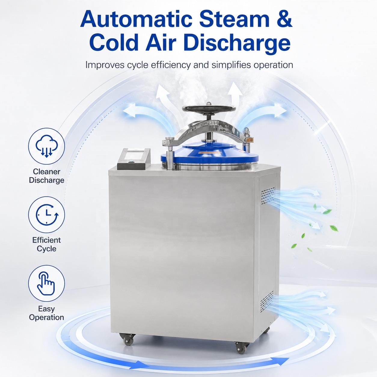 Cenlee Laboratory Use Automatic Digital Control 35L-100L 116-134C Stainless Steel Vertical Vacuum Steam Sterilizer
