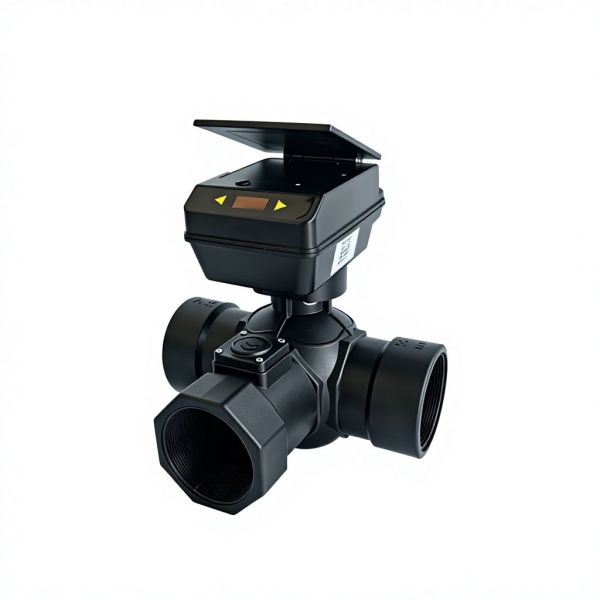 4G Intelligent Solar Powered 3-Way PVC Ball Valve, T-Port Wireless Smart Irrigation Valve for Automated Water Diversion
