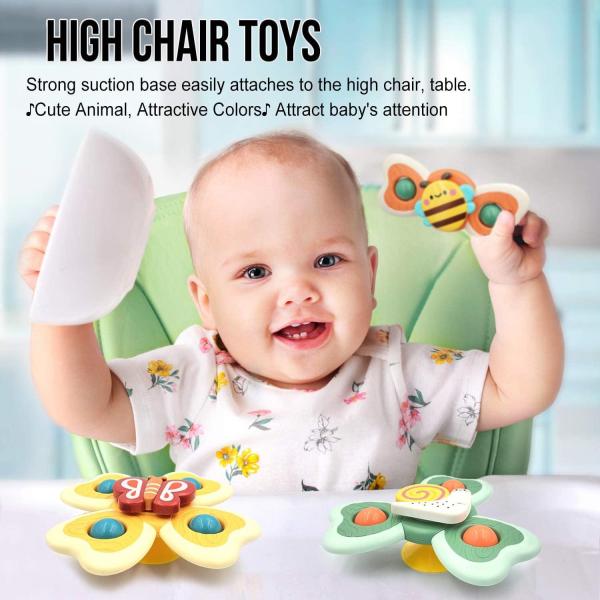 Unisex 3 Pack Suction Cup Spinner Toys for Baby Toddler Educational Suction Baby Toys