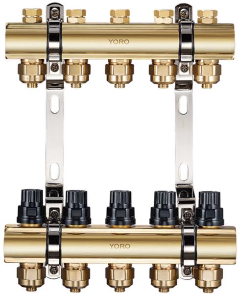 6100 Extruded Brass Water Distribution Manifolds With Concealed Supply Flowrate Regulator And Cover Cap For Each Branch