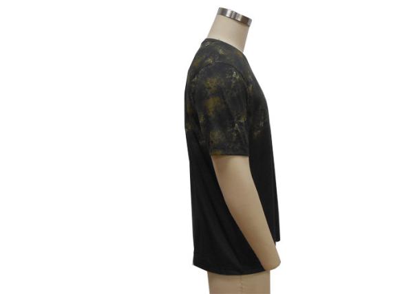 Round Neck T Shirts / Mens Short Sleeve Polo Shirts Allover Pigment Placement Printing