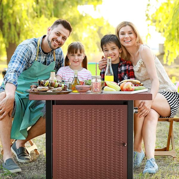 30 Inch Res Outdoor Propane Fire Pit 50,000 BTU Adjustable Flame Square Fire Table