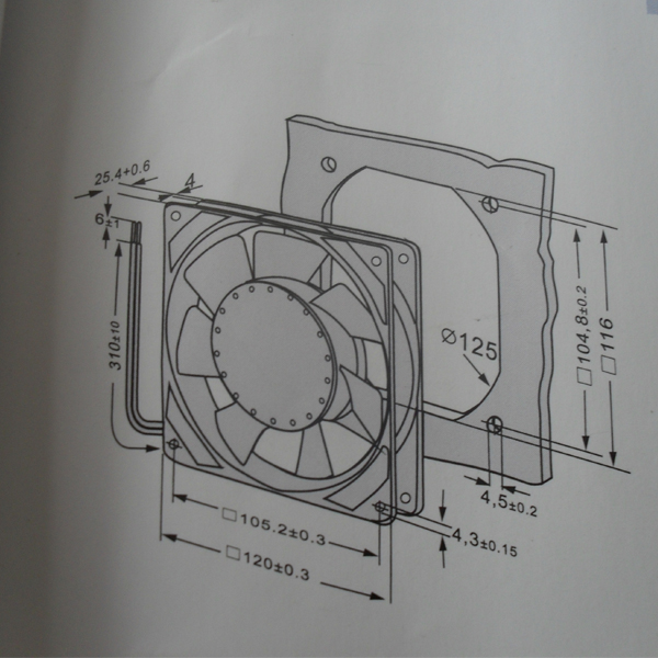 ac axial fans 120*120*25mm with plastic blades axial fans manufacturer China