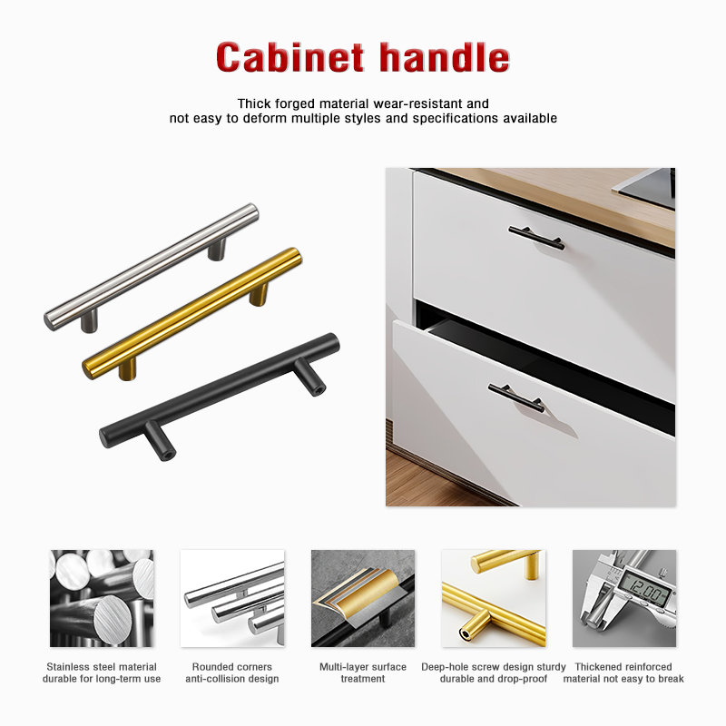 Moisture-proof & Rust-proof Furniture Pull Handle T-shaped Door Handle Cabinet Drawer Pull Universal Furniture Hardware Handle