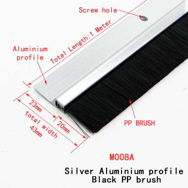 1000mm Aluminium Door Bottom Brush Strip Silver Door Sweep