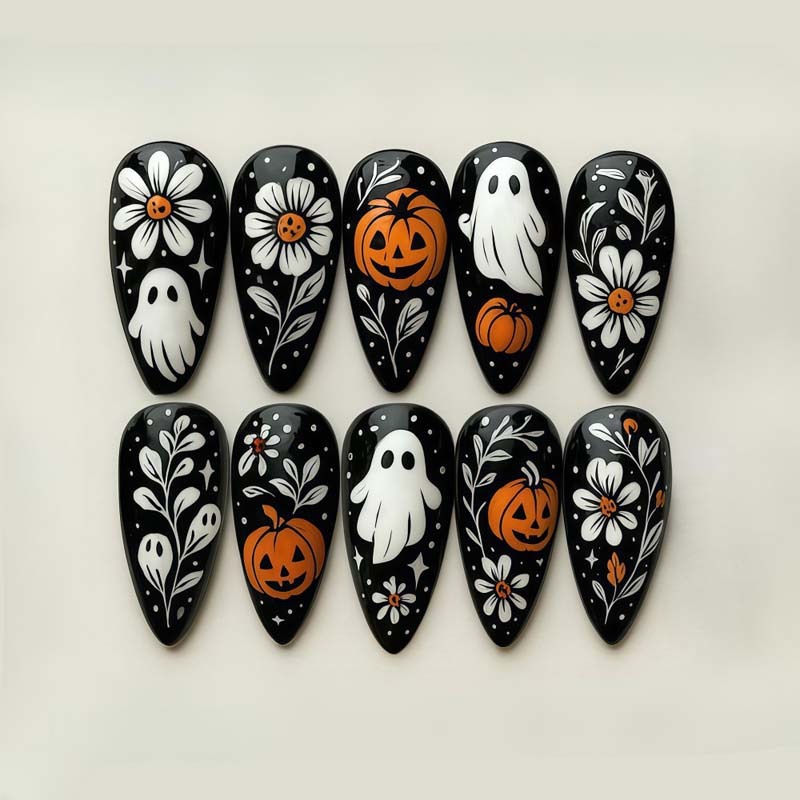 Gothic Halloween Holiday Artificial False Nails Wholesale Spider Web Bat