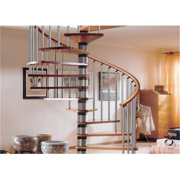 Contemporary Loft Spiral Staircase , Steel And Wood Prefabricated Spiral Staircases