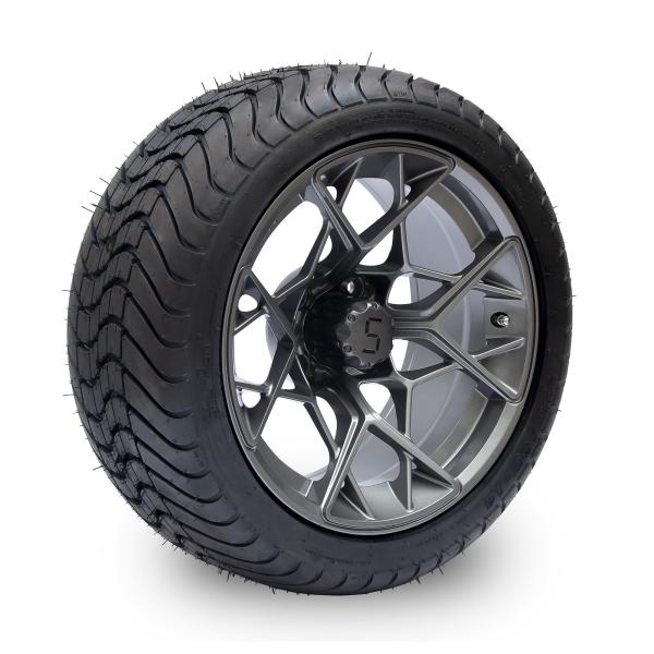 Gunmetal Finish 14 Inch Golf Cart Wheels And Tires 225/30-14 101.6 PCD 4x4 Bolt Pattern