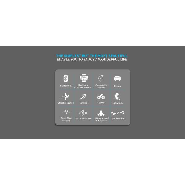 2019 new neckband sports bone conduction headphone,over-the-ear wireless bluetooth headphone earphone