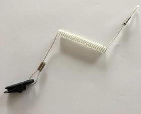 Transparent black PU coated wire coiled lanyard anti-lost tether plastic snap hooks 2pcs