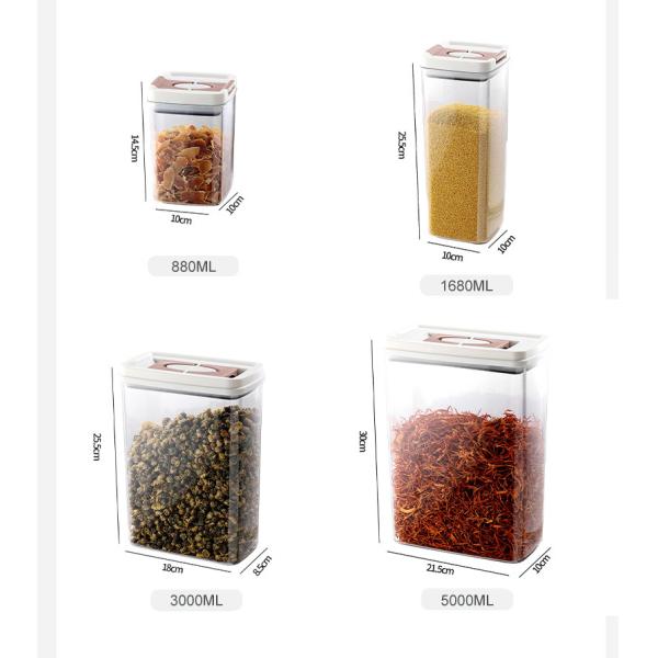 Clear BPA Free 6-Piece Set Air Tight Easy Open Lids Cereal Seal Pot Dry Food Storage Containers