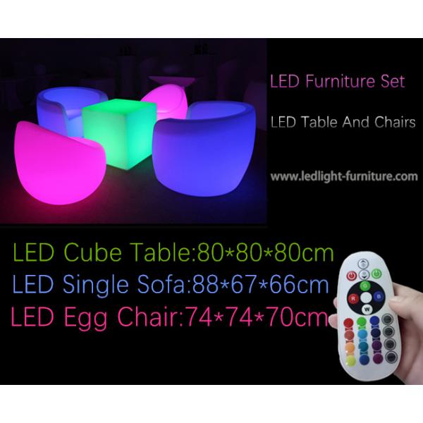 Outdoor Waterproof Single LED Light Sofa Furniture Set With Glow Cube Table