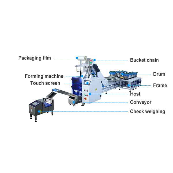 Automatic Nut Bolt Hardware Filling Eight Bowls Packing Machine With 8 Vibrator Bowl