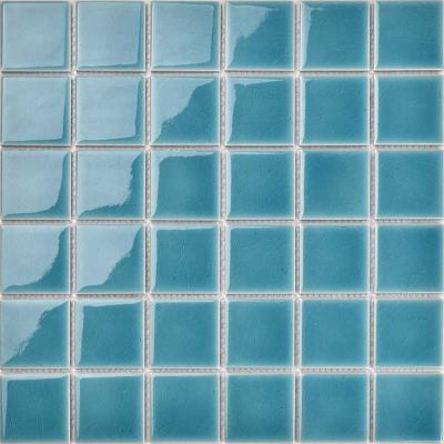 Blue Single Ice Crack Glazed Ceramic Mosaic Swimming Pool Tile