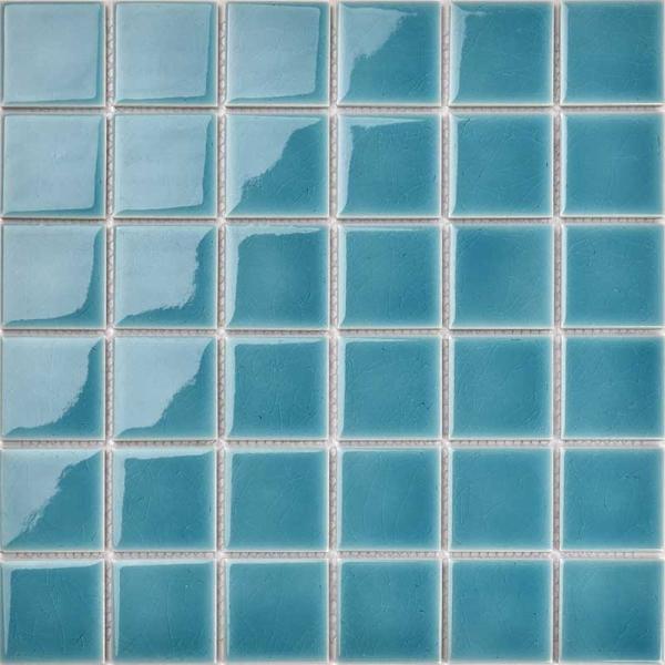 Blue Single Ice Crack Glazed Ceramic Mosaic Swimming Pool Tile