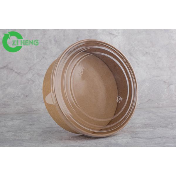 Устранимый контейнер салата круга бумажного шара 32oz Kraft с ясной пластиковой крышкой