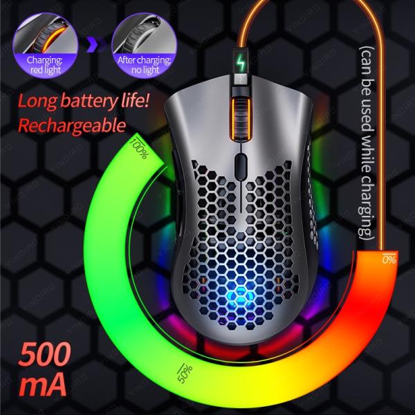 OEM Logo Rechargeable A3 Rgb Wireless Mouse with Silent Keys and Vertical Design