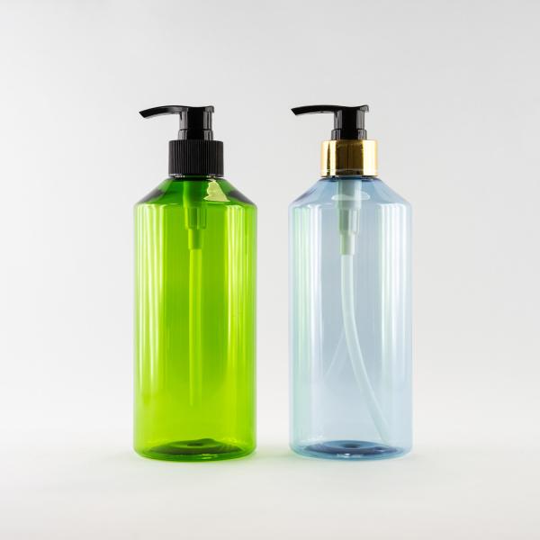 Garrafas cosméticas plásticas transparentes da cor verde para os cuidados pessoais 500ml do óleo de Essental