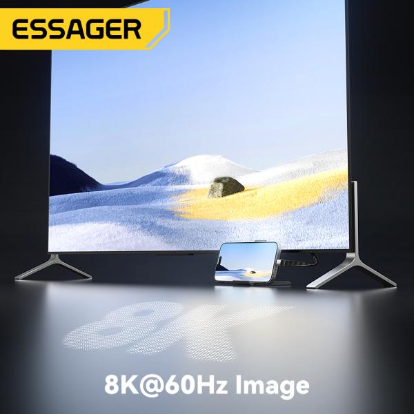 ESSAGER ES-X77 Cable de carga rápida USB4.0 Usb C a Usb C 240W 8K 60Hz 40Gbps Audio Video