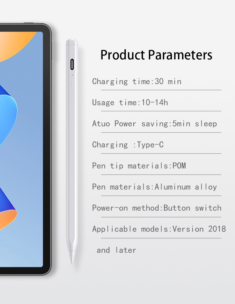 Custom features support Bluetooth connection 30min full charging Capacitive stylus Pencil for iPad 2018 and later