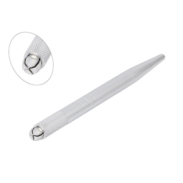 Sliver Color Light Manual Tattoo Pen / Professional Eyebrow Microblading Tool
