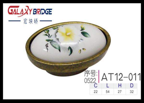 Kitchen Cupboard  Door Knobs Ceramic Handles Antique Bronze Oval Porcelain Dresser Pulls