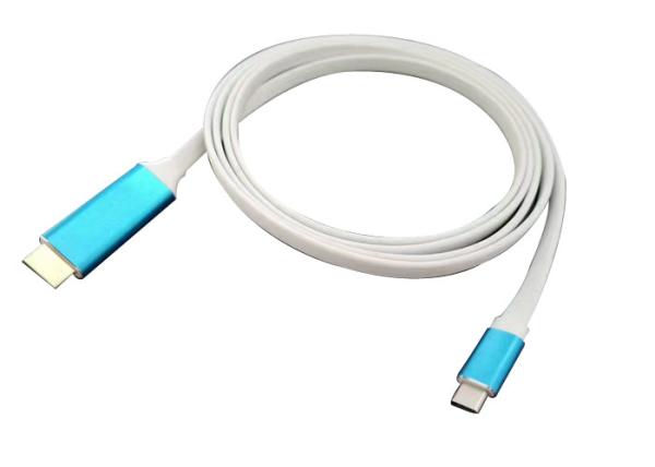 Mobile Phone TPE Flat Type C Data Cable Two Side White Color 3FT Long