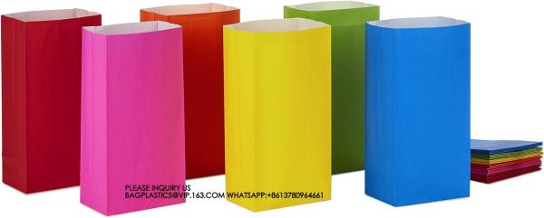 Solid Color Party Favor And Wrapped Treat Bags  Blue, Red, Green, Yellow, Orange, Pink For Birthdays