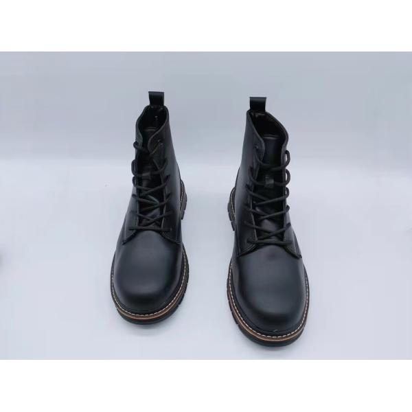 Mens High Top Work Boots Black Fashionable Leather Boots Slip Resistant