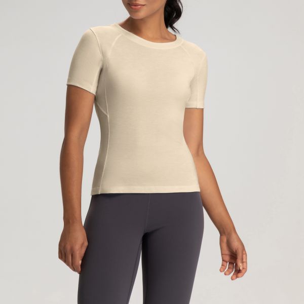 Short Sleeve Women's Athletic Top Yoga Activewear Slim Fit Moisture Wicking Olive Green