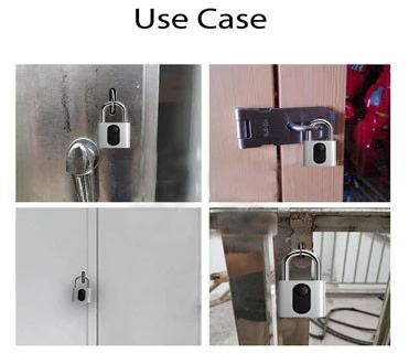 Bike Fingerprint Unlock Security Zinc Alloy Smart Electronic Padlock Waterproof Anti-theft