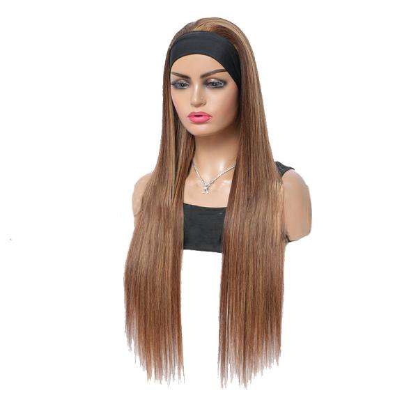 100% Top Human Hair Brazilian Hair Highlight Headband Glueless Wig P4/27 For Black Women